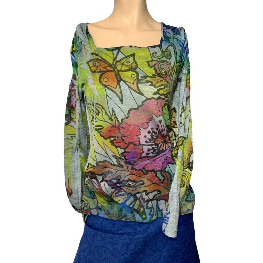 Mushka by Sienna Rose Top Women’s Slim Multicolor  Butterflies & Florals PM